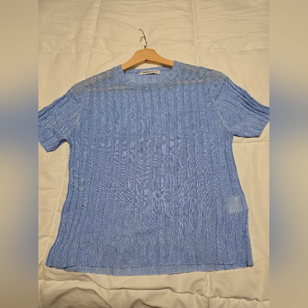 Georgia Alice Blue Ribbed Knit Top - Picture 13 of 14